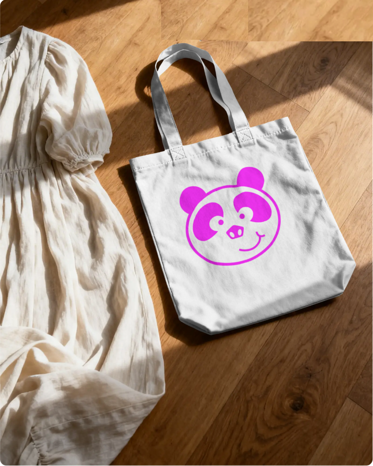 Hot Pink Panda Canvas Bag / Bolsa con Panda Rosa