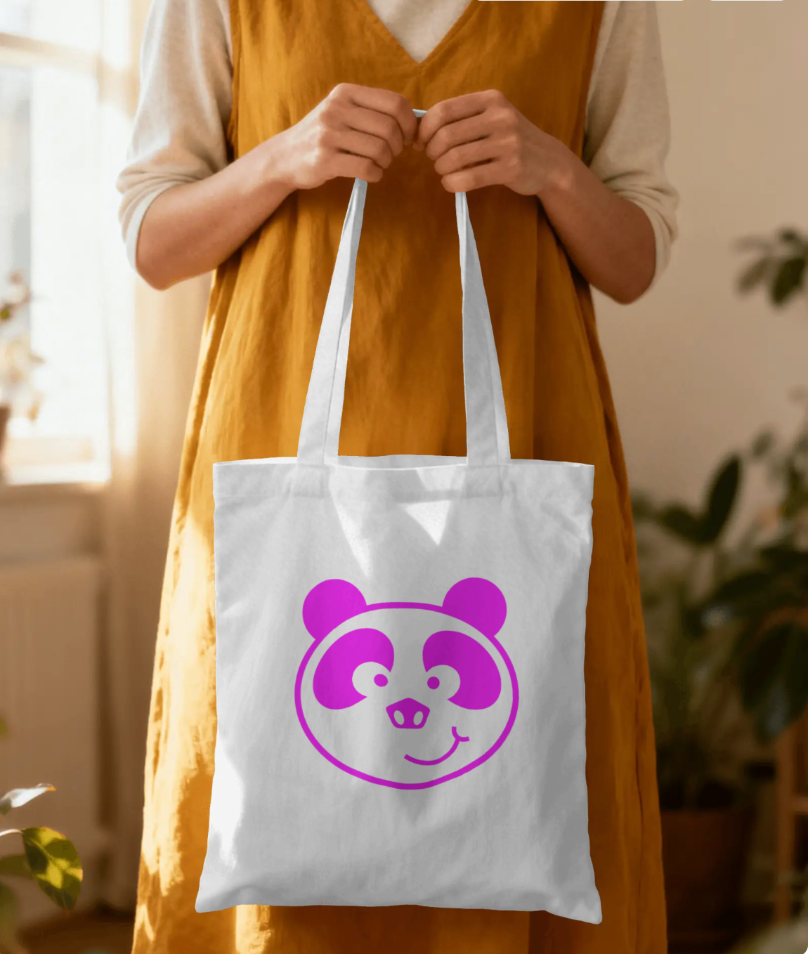 Hot Pink Panda Canvas Bag / Bolsa con Panda Rosa