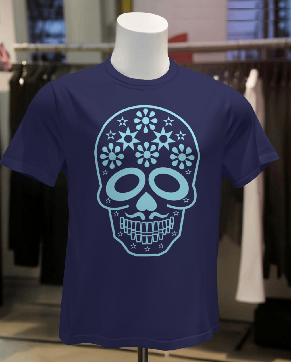 Blue Calavera Tee / Camiseta con Calavera Azul