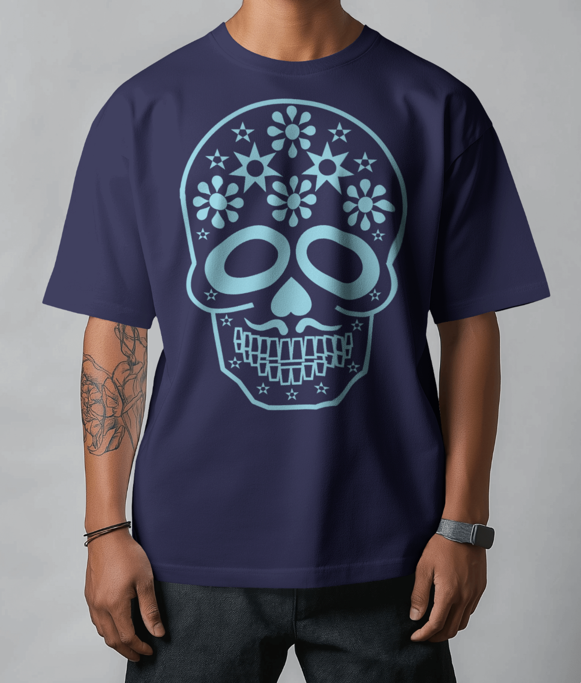 Blue Calavera Tee / Camiseta con Calavera Azul