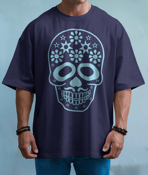 Blue Calavera Tee / Camiseta con Calavera Azul