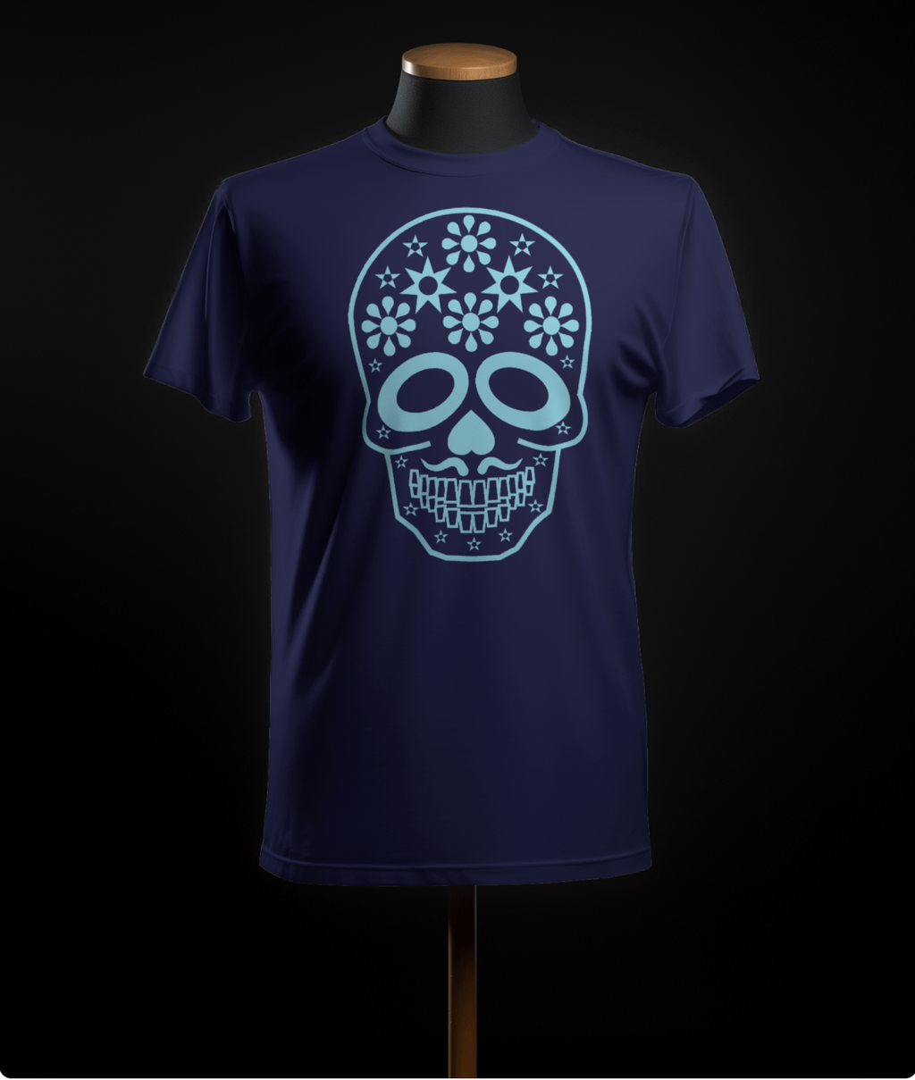 Blue Calavera Tee / Camiseta con Calavera Azul