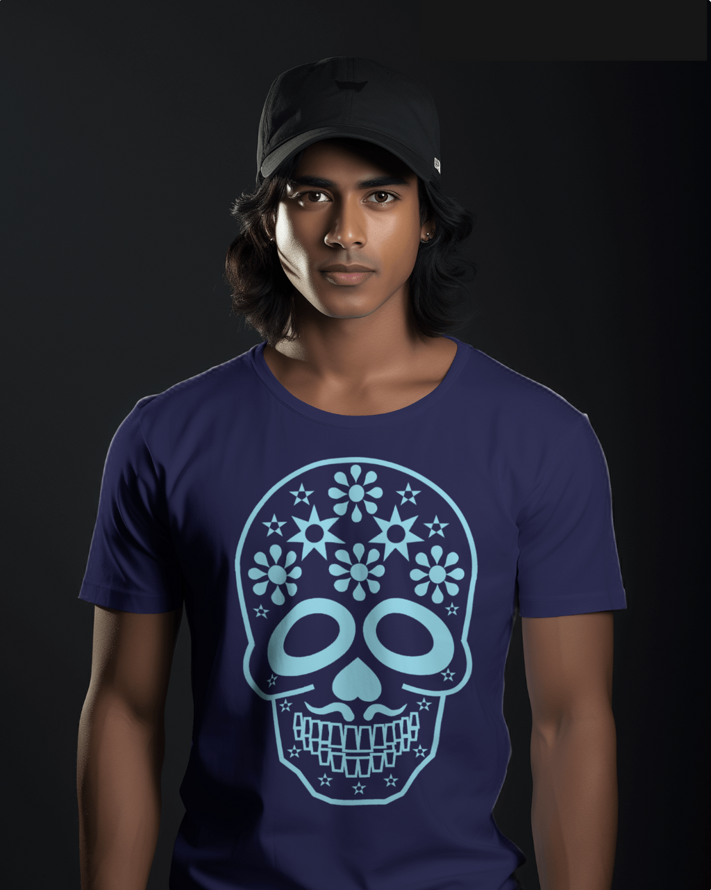 Blue Calavera Tee / Camiseta con Calavera Azul