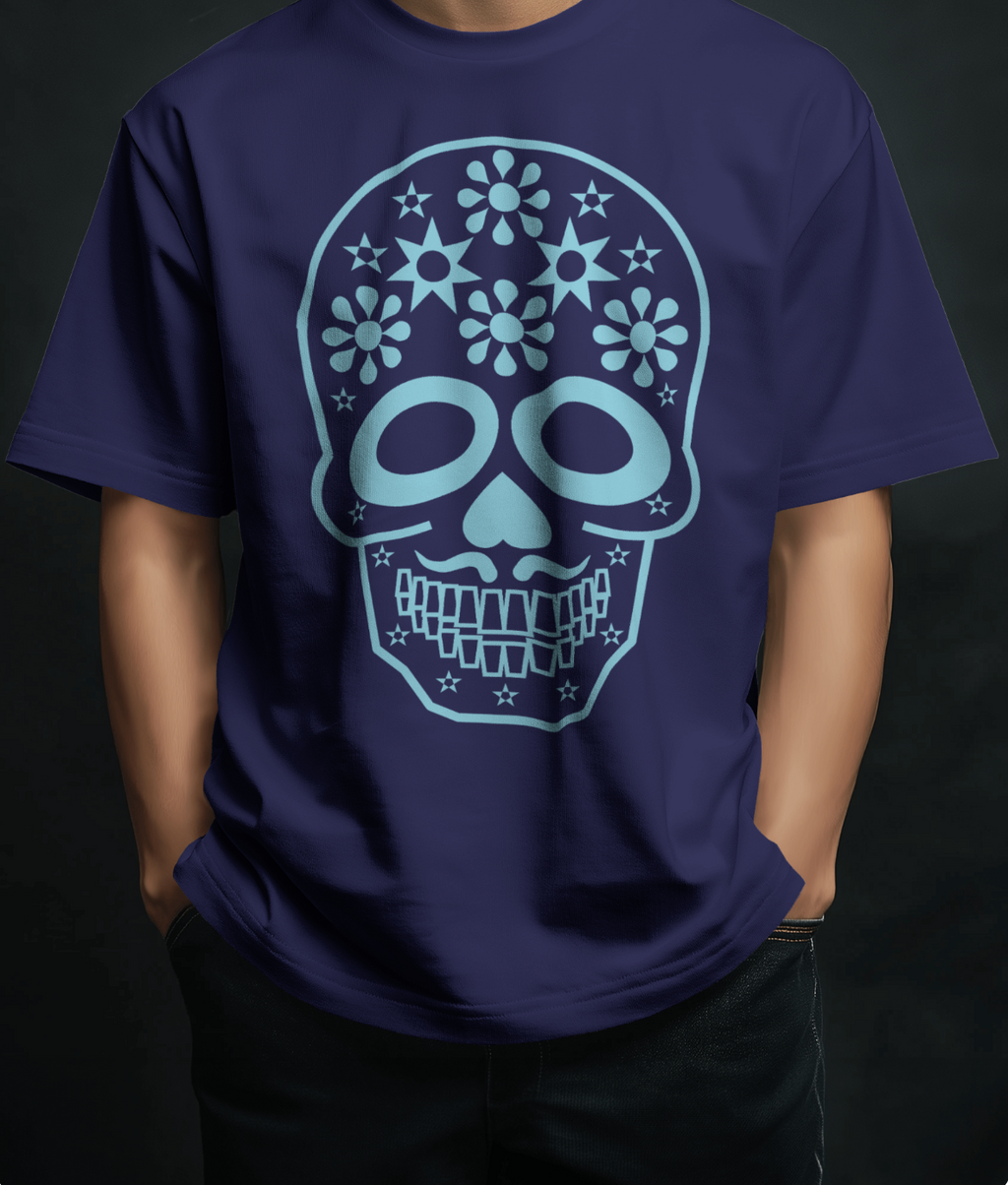 Blue Calavera Tee / Camiseta con Calavera Azul