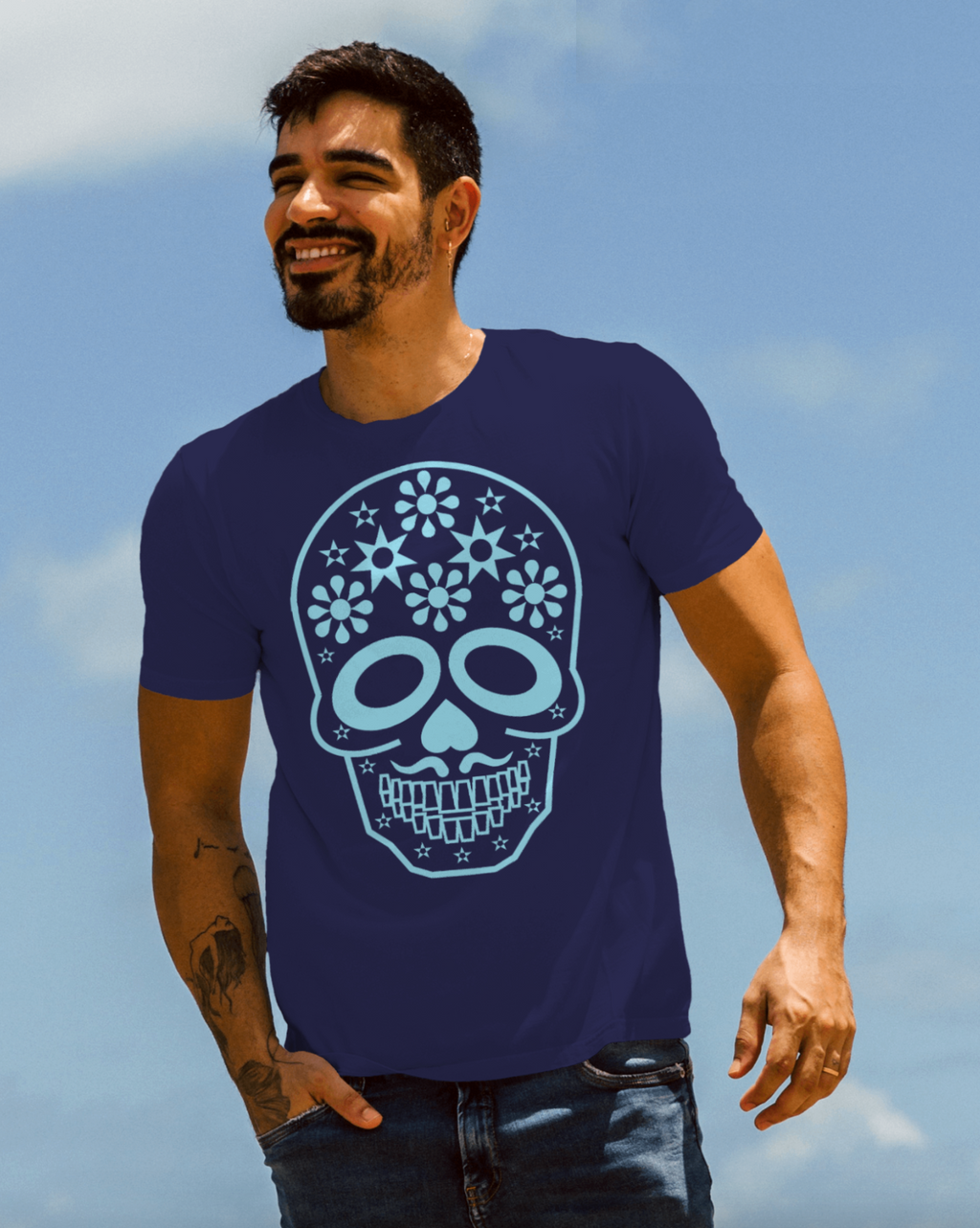 Blue Calavera Tee / Camiseta con Calavera Azul