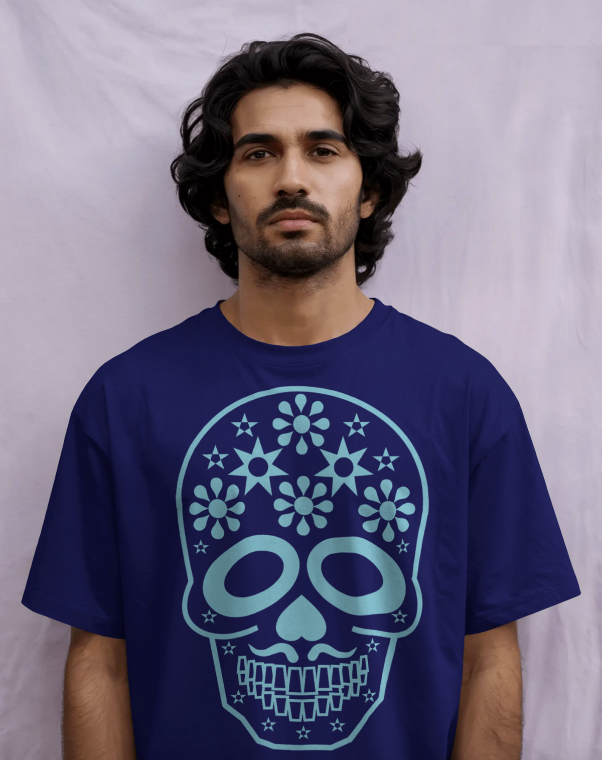 Blue Calavera Tee / Camiseta con Calavera Azul