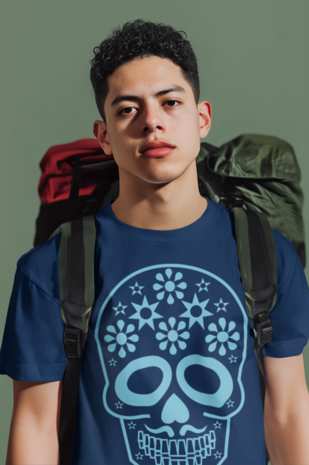 Blue Calavera Tee / Camiseta con Calavera Azul