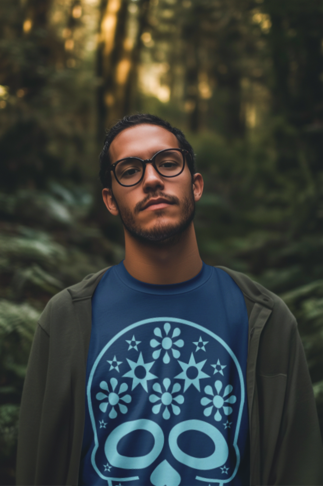 Blue Calavera Tee / Camiseta con Calavera Azul