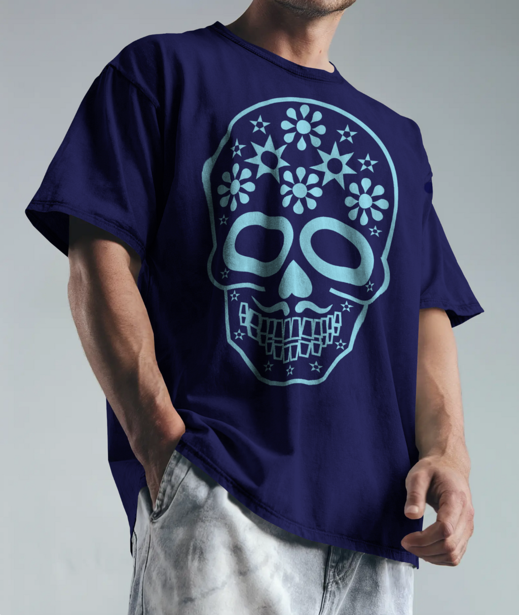 Blue Calavera Tee / Camiseta con Calavera Azul