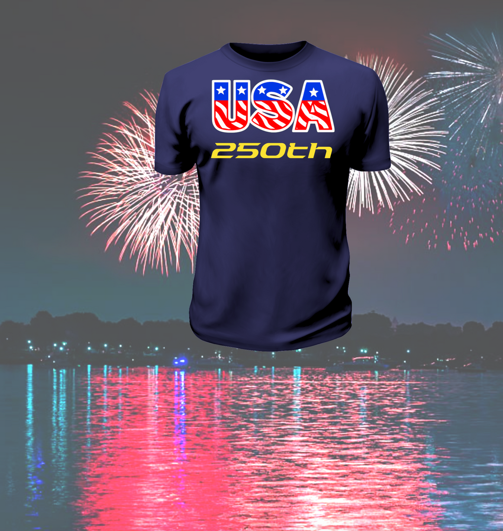 July 4th, 250th Anniversary Commemorative USA T-Shirt.