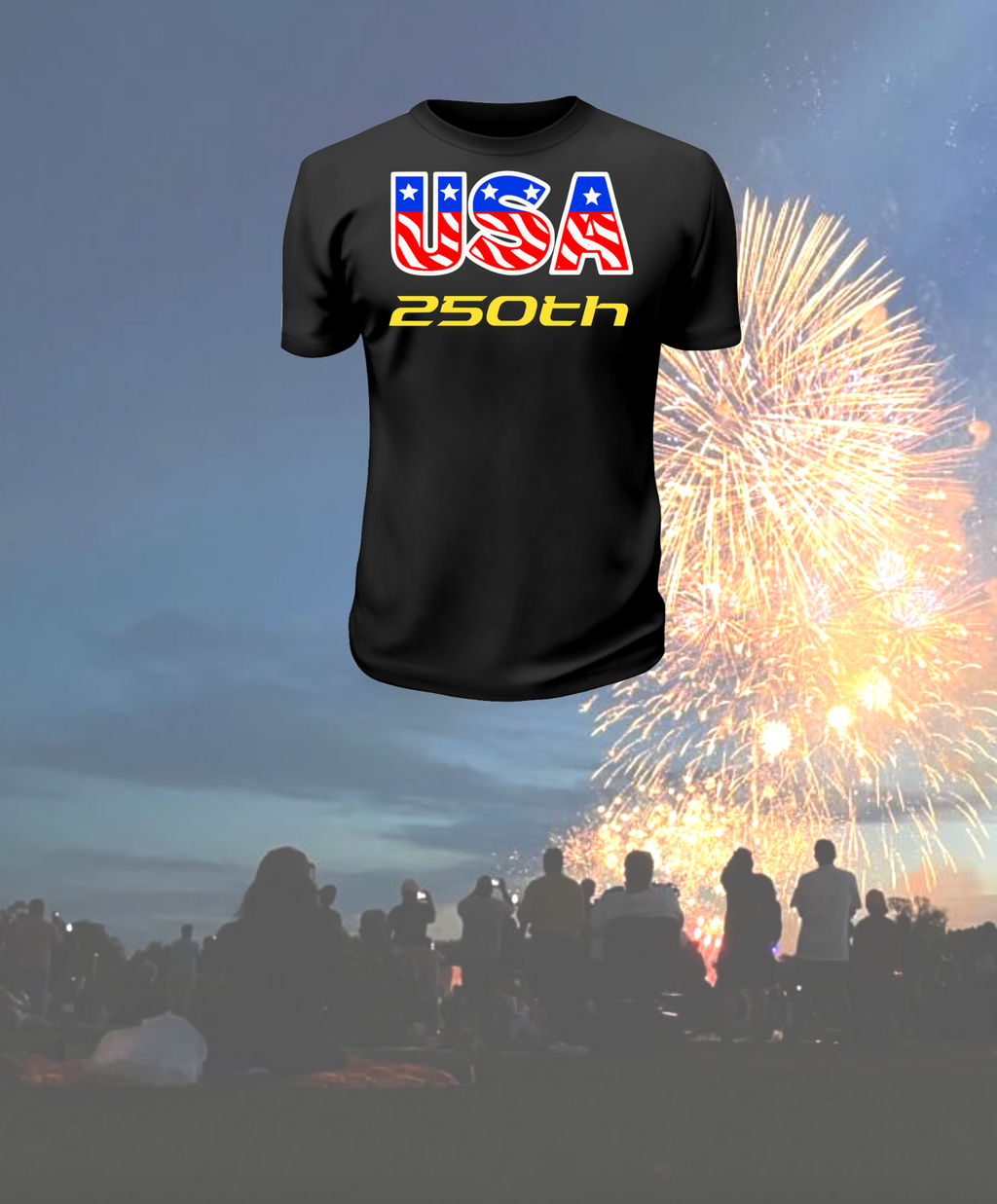 July 4th, 250th Anniversary Commemorative USA T-Shirt.