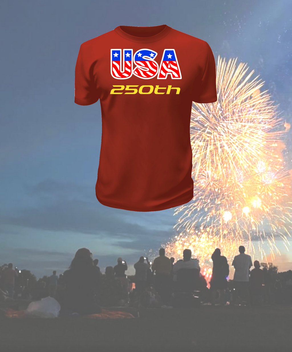 July 4th, 250th Anniversary Commemorative USA T-Shirt.