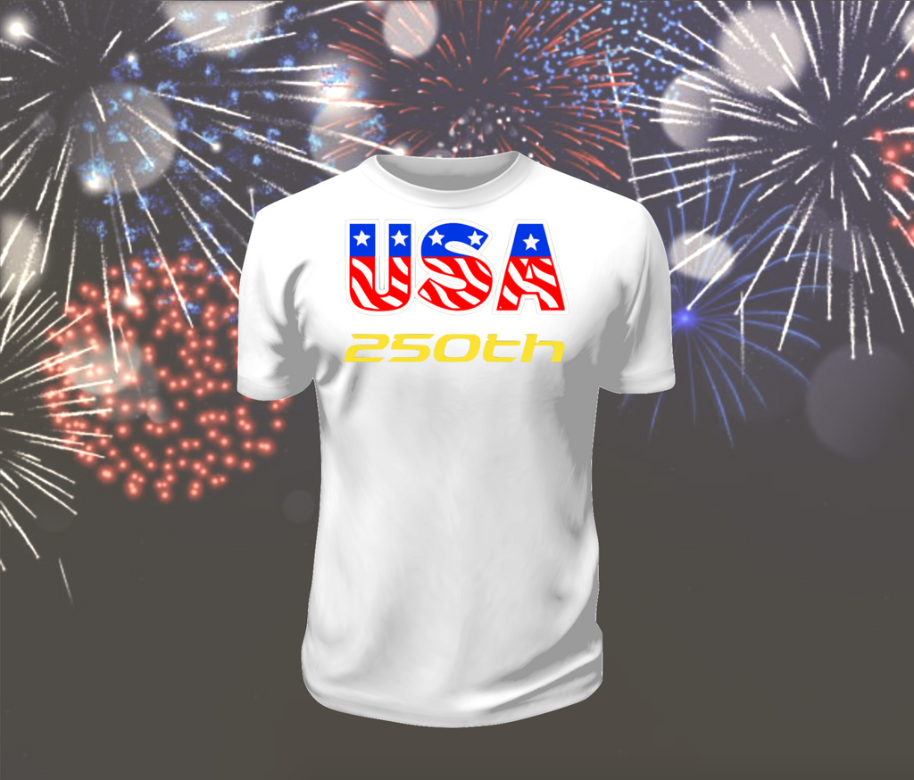 July 4th, 250th Anniversary Commemorative USA T-Shirt.