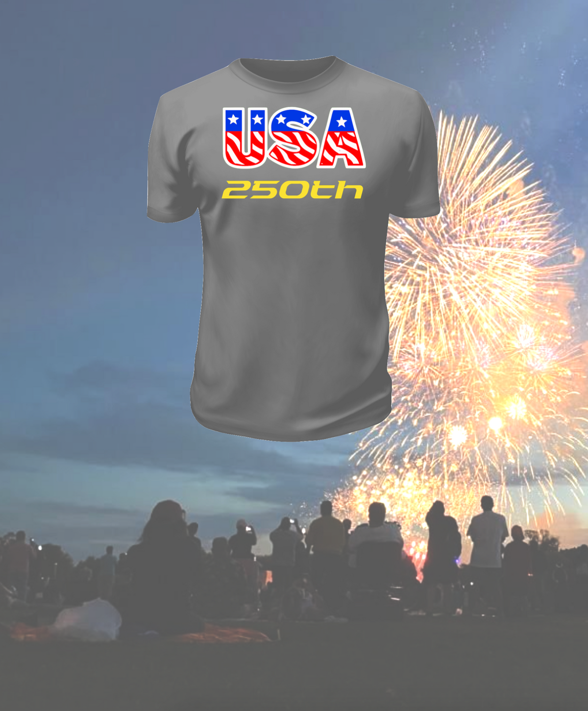 July 4th, 250th Anniversary Commemorative USA T-Shirt.