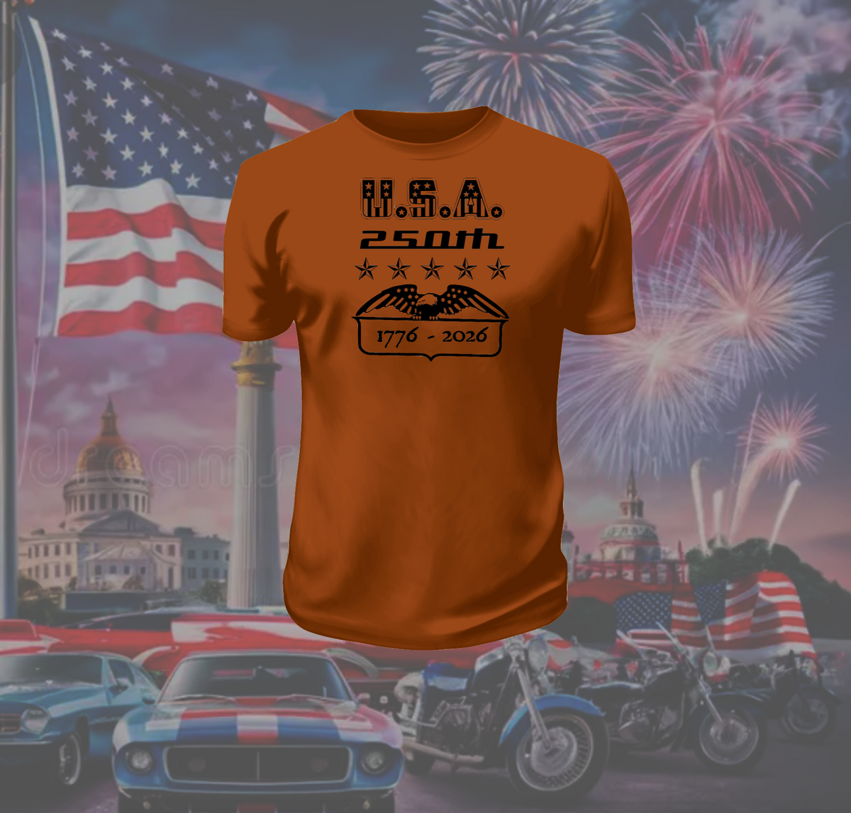 USA 250th Commemorative Vintage Style T-Shirt
