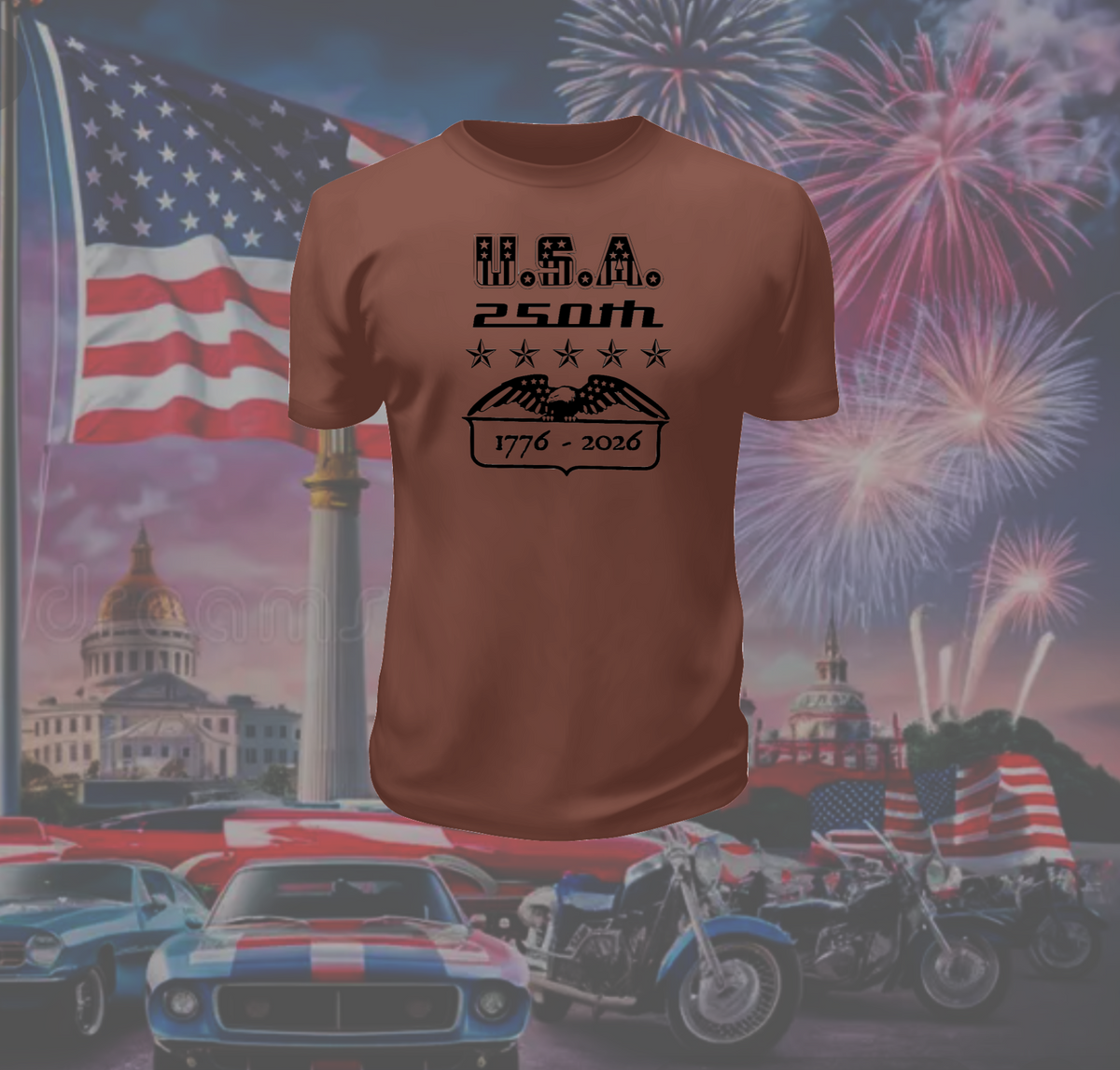 USA 250th Commemorative Vintage Style T-Shirt