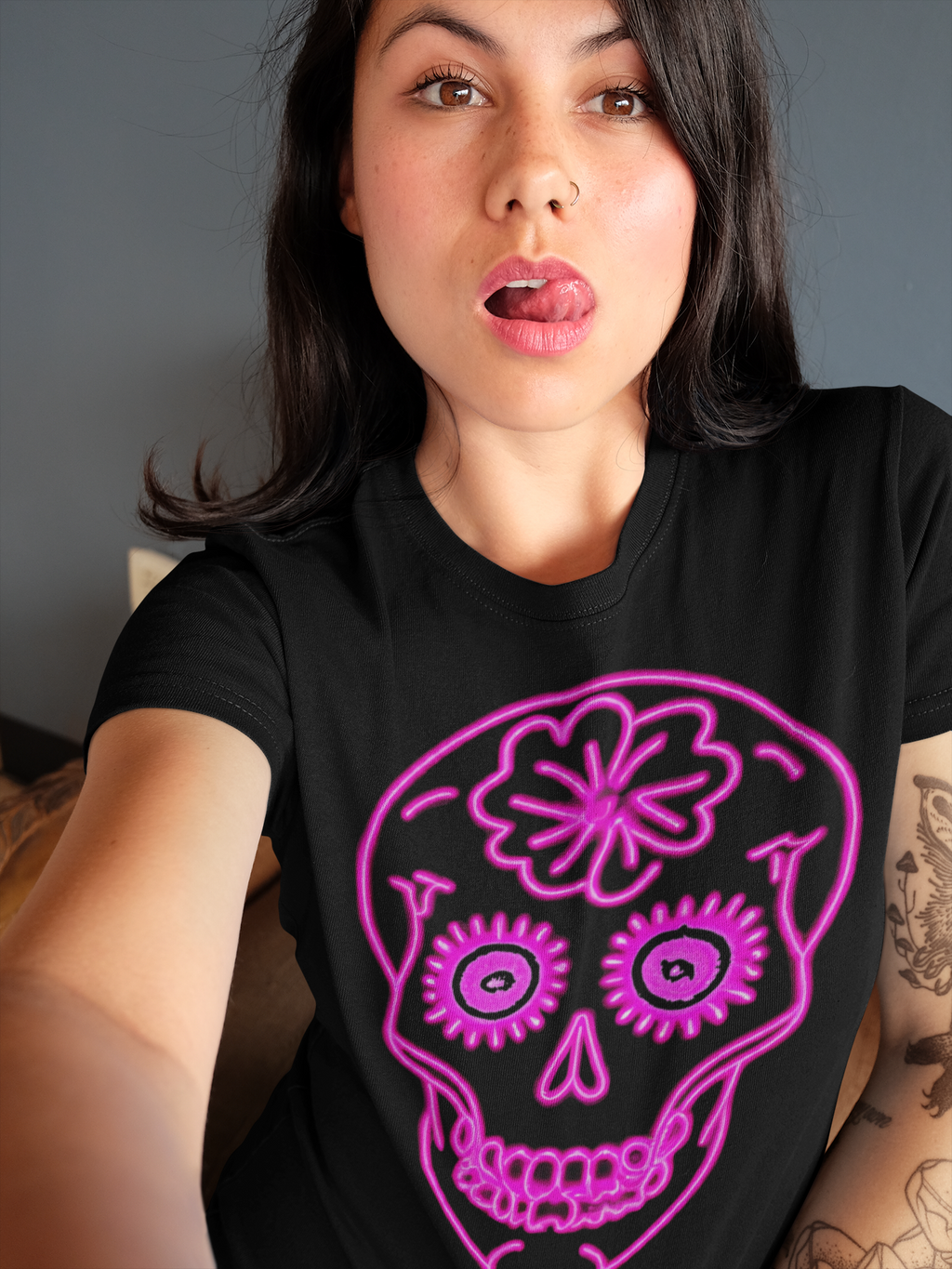 Camiseta con Calavera Rosa / Pink Skull Tee