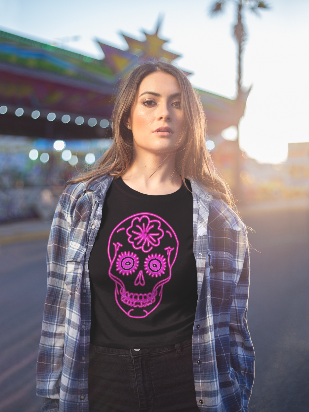 Camiseta con Calavera Rosa / Pink Skull Tee